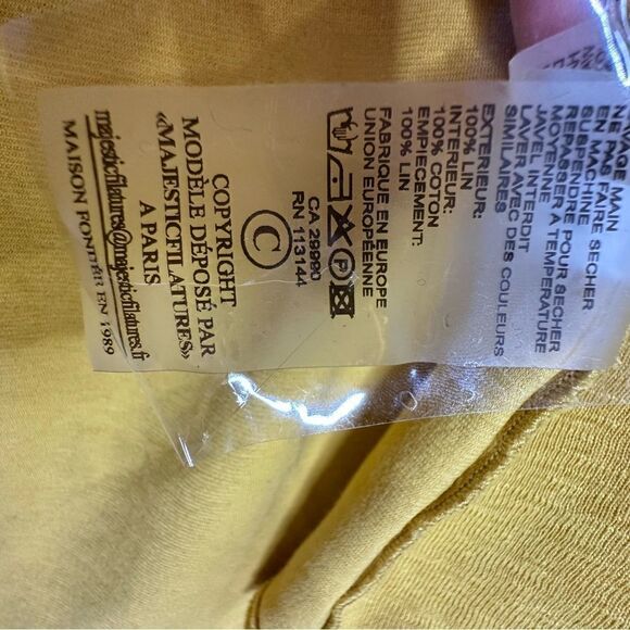 Majestic Filatures Yellow Linen Raw Hem Open Blazer | Size XS - Picture 7 of 9